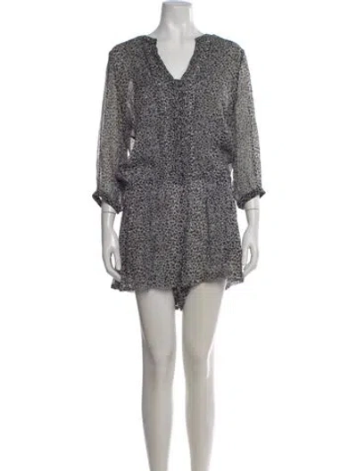 Pre-owned Joie Silk Animal Print Romper In White
