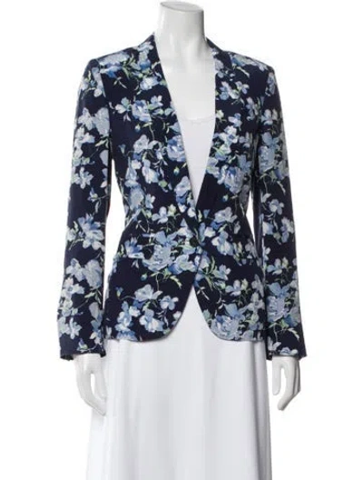 Pre-owned Joie Silk Floral Print Blazer In Blue