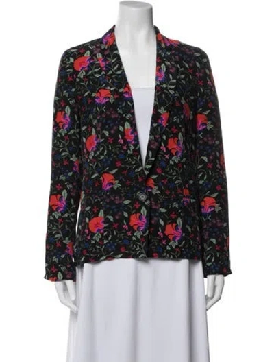 Pre-owned Joie Silk Floral Print Blazer In Blue