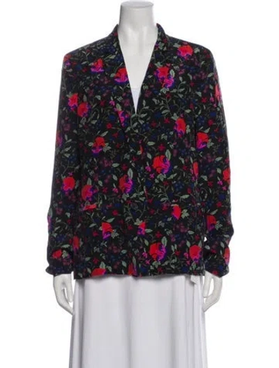 Pre-owned Joie Silk Floral Print Blazer In Multi