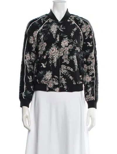 Pre-owned Joie Silk Floral Print Bomber Jacket In Multi