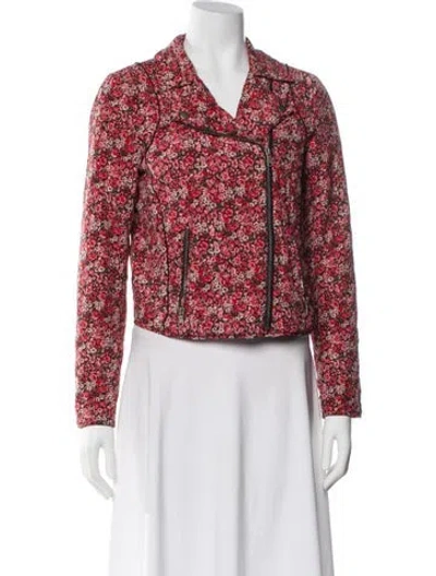 Pre-owned Joie Silk Floral Print Evening Jacket In Red