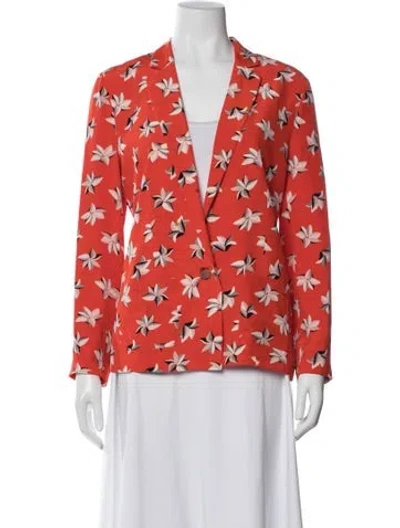 Pre-owned Joie Silk Floral Print Jacket In Orange