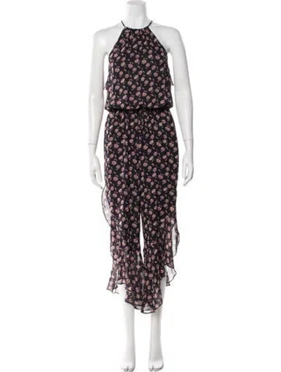Pre-owned Joie Silk Floral Print Jumpsuit In Blue