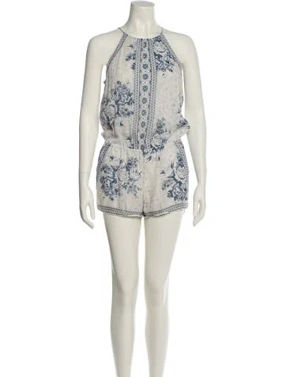 Pre-owned Joie Silk Floral Print Romper In Neutral