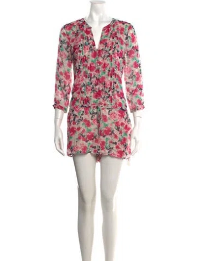Pre-owned Joie Silk Floral Print Romper In Pink
