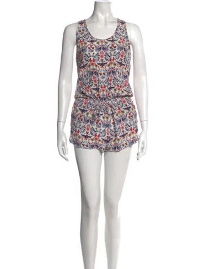 Pre-owned Joie Silk Floral Print Romper In White