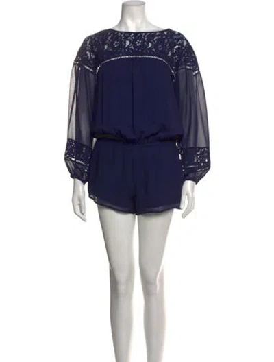 Pre-owned Joie Silk Lace Pattern Romper In Blue