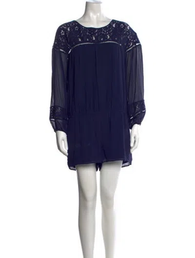 Pre-owned Joie Silk Lace Pattern Romper In Blue