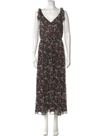 Pre-owned Joie Silk Long Dress In Black