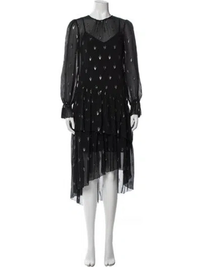 Pre-owned Joie Silk Long Dress In Black