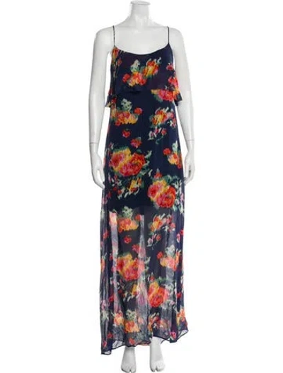 Pre-owned Joie Silk Long Dress In Blue