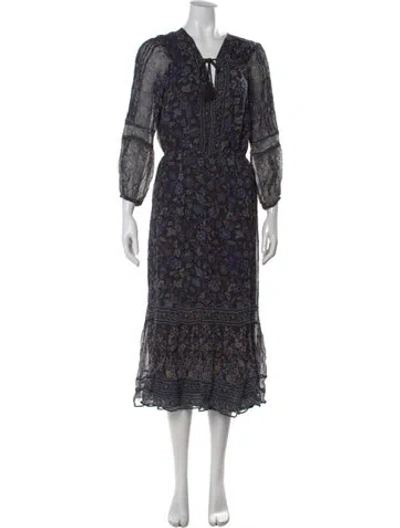 Pre-owned Joie Silk Long Dress In Blue