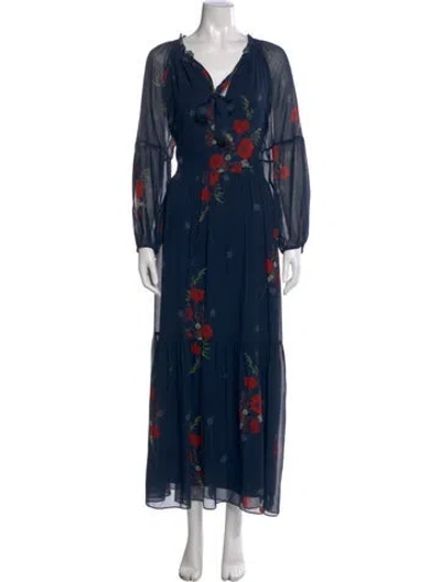 Pre-owned Joie Silk Long Dress In Blue