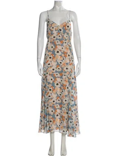Pre-owned Joie Silk Long Dress In Blue