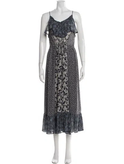 Pre-owned Joie Silk Long Dress In Blue