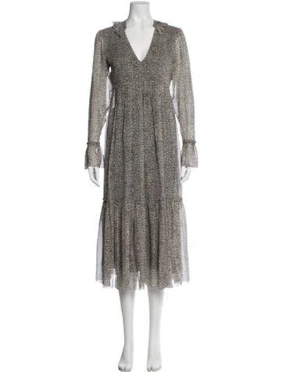 Pre-owned Joie Silk Long Dress In Gray
