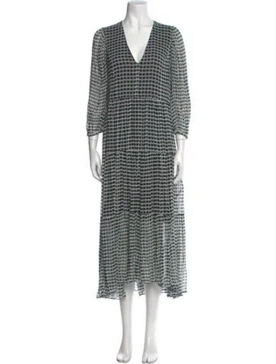 Pre-owned Joie Silk Long Dress In Green