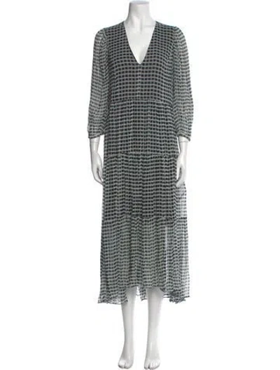 Pre-owned Joie Silk Long Dress In Green