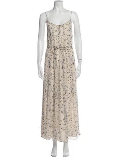 Pre-owned Joie Silk Long Dress In Neutral