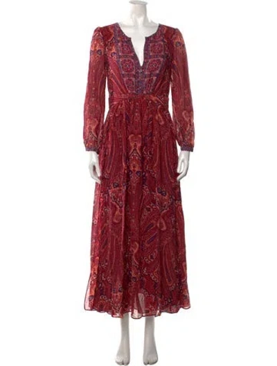 Pre-owned Joie Silk Long Dress In Red