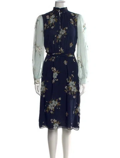 Pre-owned Joie Silk Midi Length Dress In Blue