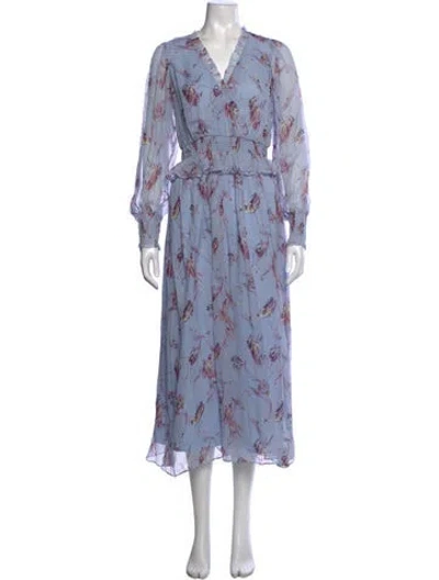 Pre-owned Joie Silk Midi Length Dress In Blue