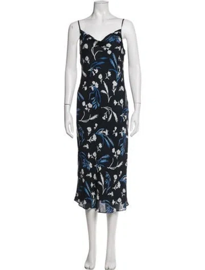 Pre-owned Joie Silk Midi Length Dress In Blue