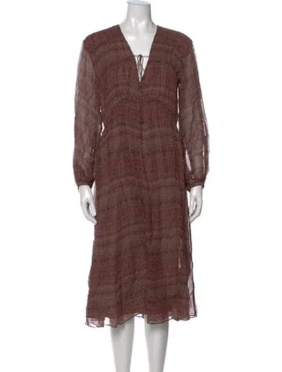Pre-owned Joie Silk Midi Length Dress In Brown
