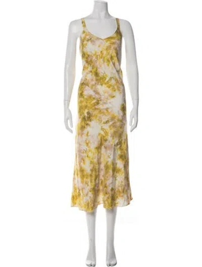Pre-owned Joie Silk Midi Length Dress In Green