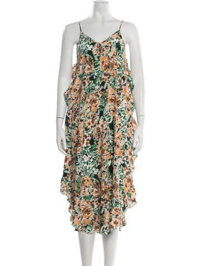 Pre-owned Joie Silk Midi Length Dress In Green