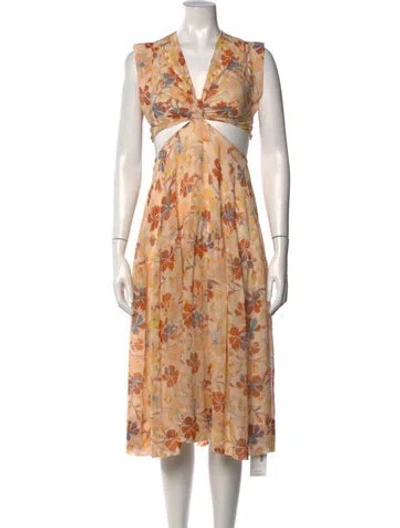 Pre-owned Joie Silk Midi Length Dress In Neutrals
