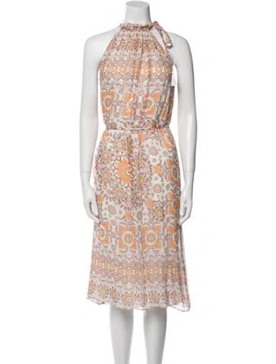 Pre-owned Joie Silk Midi Length Dress In Orange