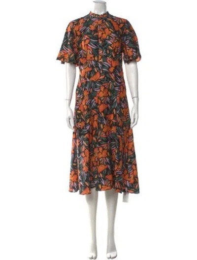 Pre-owned Joie Silk Midi Length Dress In Orange