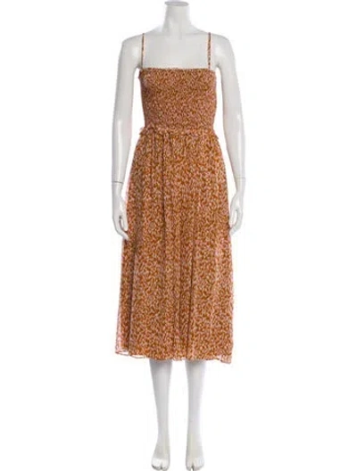 Pre-owned Joie Silk Midi Length Dress In Orange