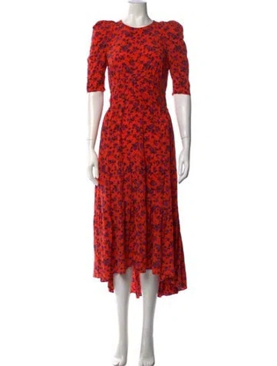 Pre-owned Joie Silk Midi Length Dress In Orange