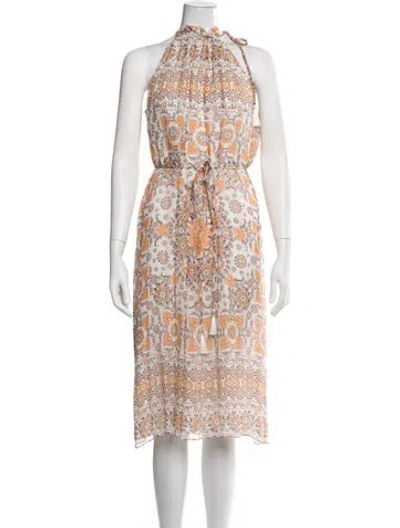 Pre-owned Joie Silk Midi Length Dress In Orange