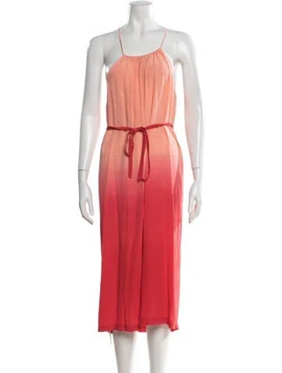 Pre-owned Joie Silk Midi Length Dress In Orange/red