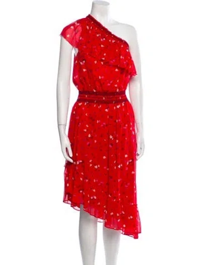 Pre-owned Joie Silk Midi Length Dress In Red