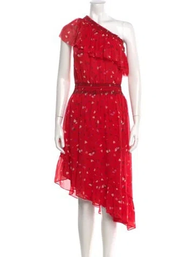 Pre-owned Joie Silk Midi Length Dress In Red