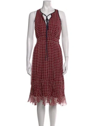 Pre-owned Joie Silk Midi Length Dress In Red