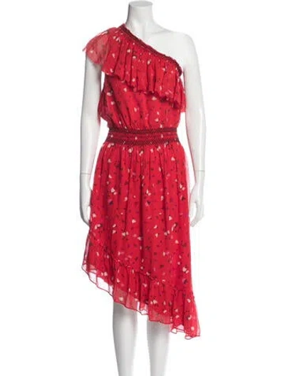 Pre-owned Joie Silk Midi Length Dress In Red