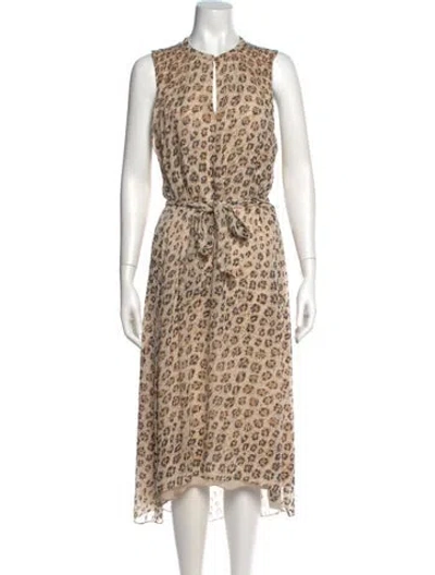 Pre-owned Joie Silk Midi Length Dress W/ Tags In Brown