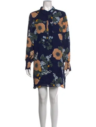 Pre-owned Joie Silk Mini Dress In Blue