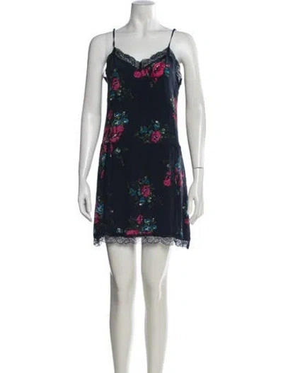 Pre-owned Joie Silk Mini Dress In Blue/yellow