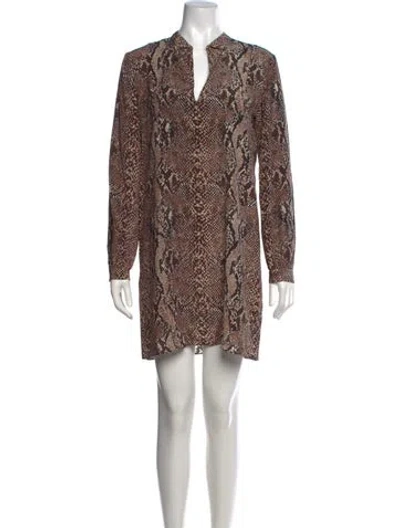 Pre-owned Joie Silk Mini Dress In Brown