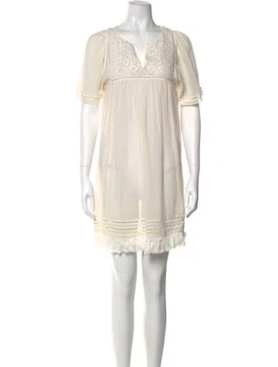 Pre-owned Joie Silk Mini Dress In Neutral