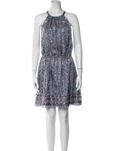 Pre-owned Joie Silk Mini Dress W/ Tags In Blue/metallic