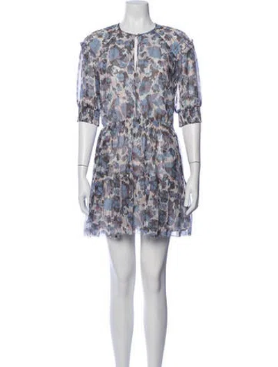 Pre-owned Joie Silk Mini Dress W/ Tags In Blue/metallic