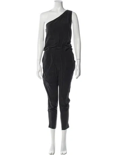 Pre-owned Joie Silk One-shoulder Jumpsuit In Gray